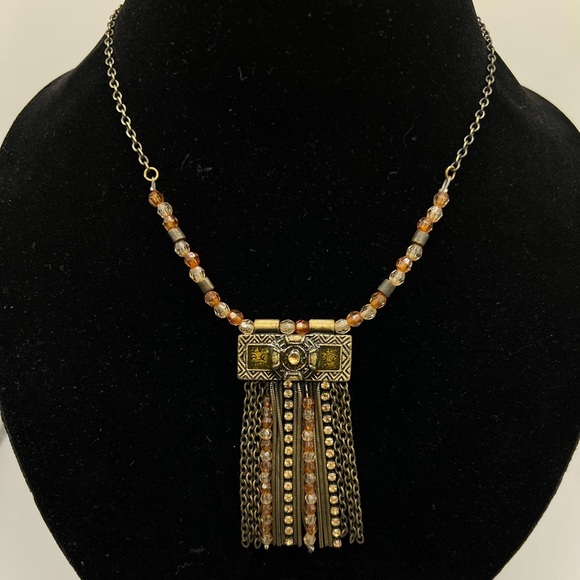 Vintage JS Beaded and Metal Necklace - Picture 1 of 2